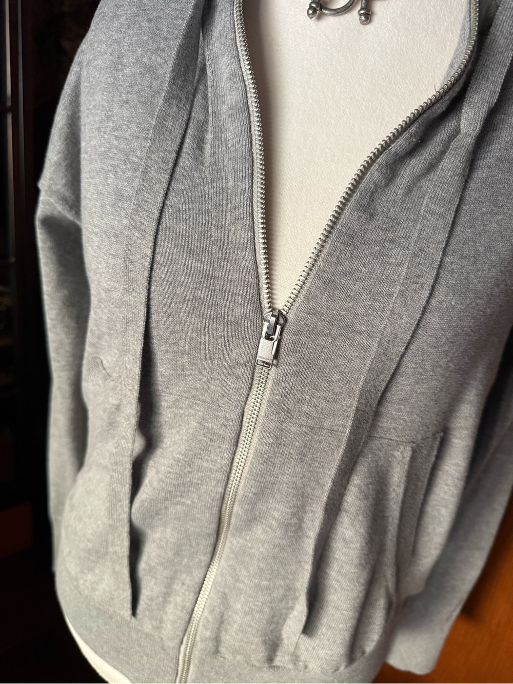 ⚜️ ZADIG & VOLTAIRE GRAY MEDIUM SKULL RHINESTONE ZIP UP HOODIE ⚜️ - Picture 2 of 14